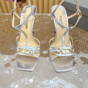 WHITNEY 10 CM SANDAL IN SILVER CALFSKIN