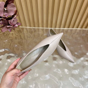 HM 25S HIGH-HEEL WEDGE SHOES 50 MM IN PALE PINK BEIGE LAMBSKIN