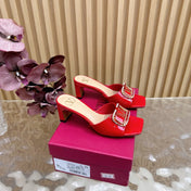 VALENTINO 25S HIGH-HEEL MULES 60 MM IN RED PATENT CALFSKIN WITH CRYSTAL-EMBELLISHED STRAP