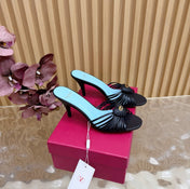 VALENTINO 25S HIGH HEELS WITH THIN STRAPS 80 MM IN BLACK LAMBSKIN