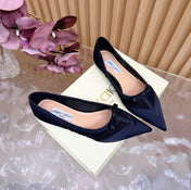 JIMMY CHOO 26S FLATS IN BLACK MESH AND SATIN