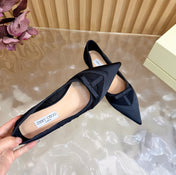 JIMMY CHOO 26S FLATS IN BLACK MESH AND SATIN