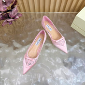 JIMMY CHOO 26S FLATS IN LIGHT PINK LACE AND SATIN