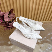 JIMMY CHOO 26S SLINGBACK HEELS 60 MM IN WHITE SATIN WITH KNOT DETAIL