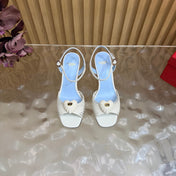 VALENTINO 26S WEDGE SANDAL 85 MM IN WHITE CALFSKIN