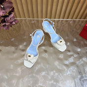 VALENTINO 26S WEDGE SANDAL 85 MM IN WHITE CALFSKIN