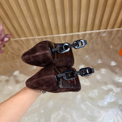 HM 26S HIGH-HEEL 80 MM IN DARK BROWN SUEDE