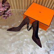 HM 26S HIGH-HEEL 80 MM IN DARK BROWN SUEDE