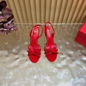 VALENTINO 26S STRAPPER HEEL SANDALS 100 MM IN RED SUEDE
