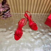 VALENTINO 26S STRAPPER HEEL SANDALS 100 MM IN RED SUEDE