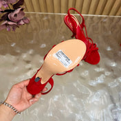 VALENTINO 26S STRAPPER HEEL SANDALS 100 MM IN RED SUEDE