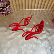 VALENTINO 26S STRAPPER HEEL SANDALS 100 MM IN RED SUEDE