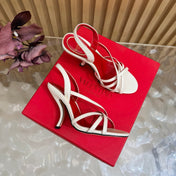 VALENTINO 26S STRAPPER HEEL SANDALS 100 MM IN OFF-WHITE CALFSKIN