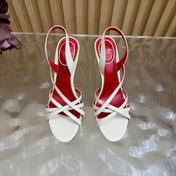 VALENTINO 26S STRAPPER HEEL SANDALS 100 MM IN OFF-WHITE CALFSKIN