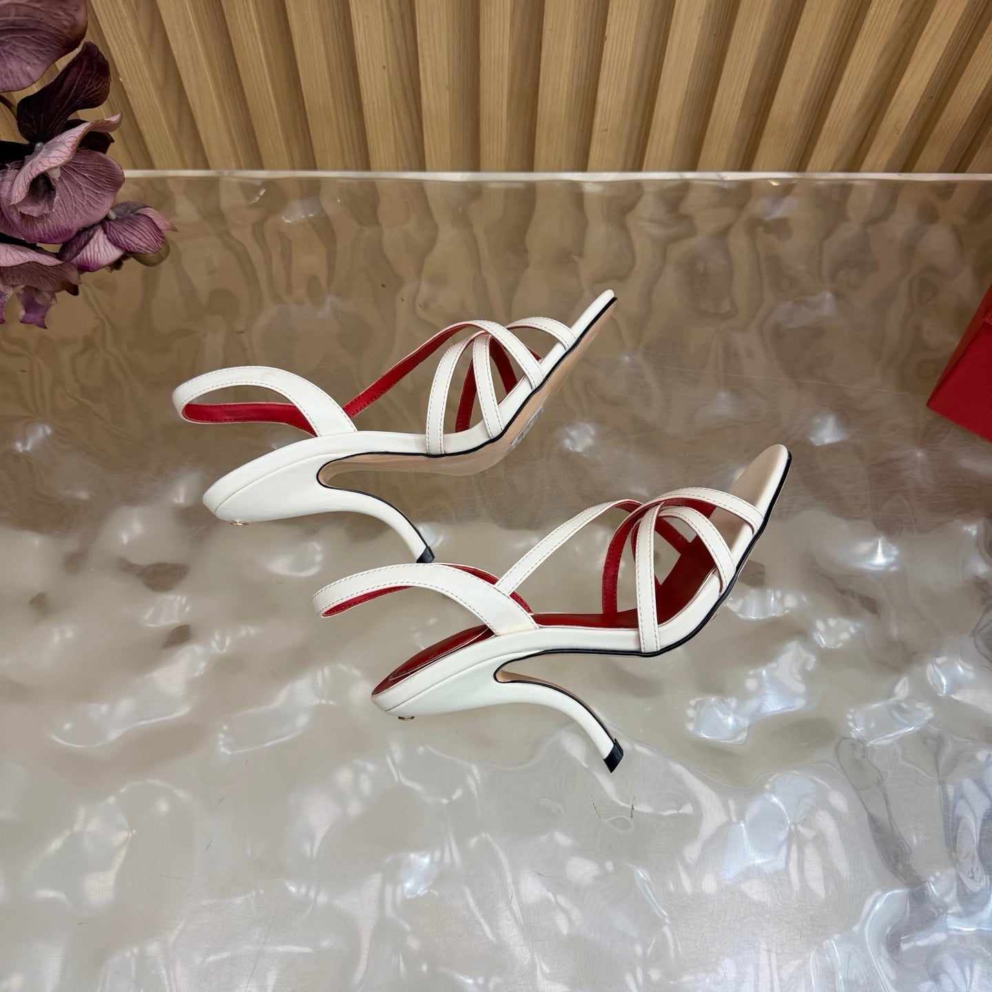 VALENTINO 26S STRAPPER HEEL SANDALS 100 MM IN OFF-WHITE CALFSKIN