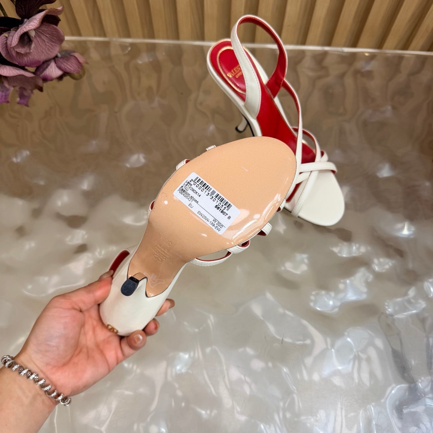 VALENTINO 26S STRAPPER HEEL SANDALS 100 MM IN OFF-WHITE CALFSKIN