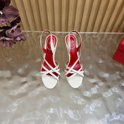 VALENTINO 26S STRAPPER HEEL SANDALS 100 MM IN OFF-WHITE CALFSKIN