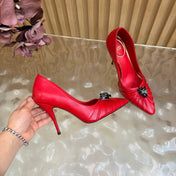VALENTINO 26S HIGH-HEEL 100 MM IN RED GATHERED CALFSKIN