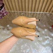 VALENTINO 26S HIGH-HEEL 100 MM IN DARK BEIGE GATHERED CALFSKIN