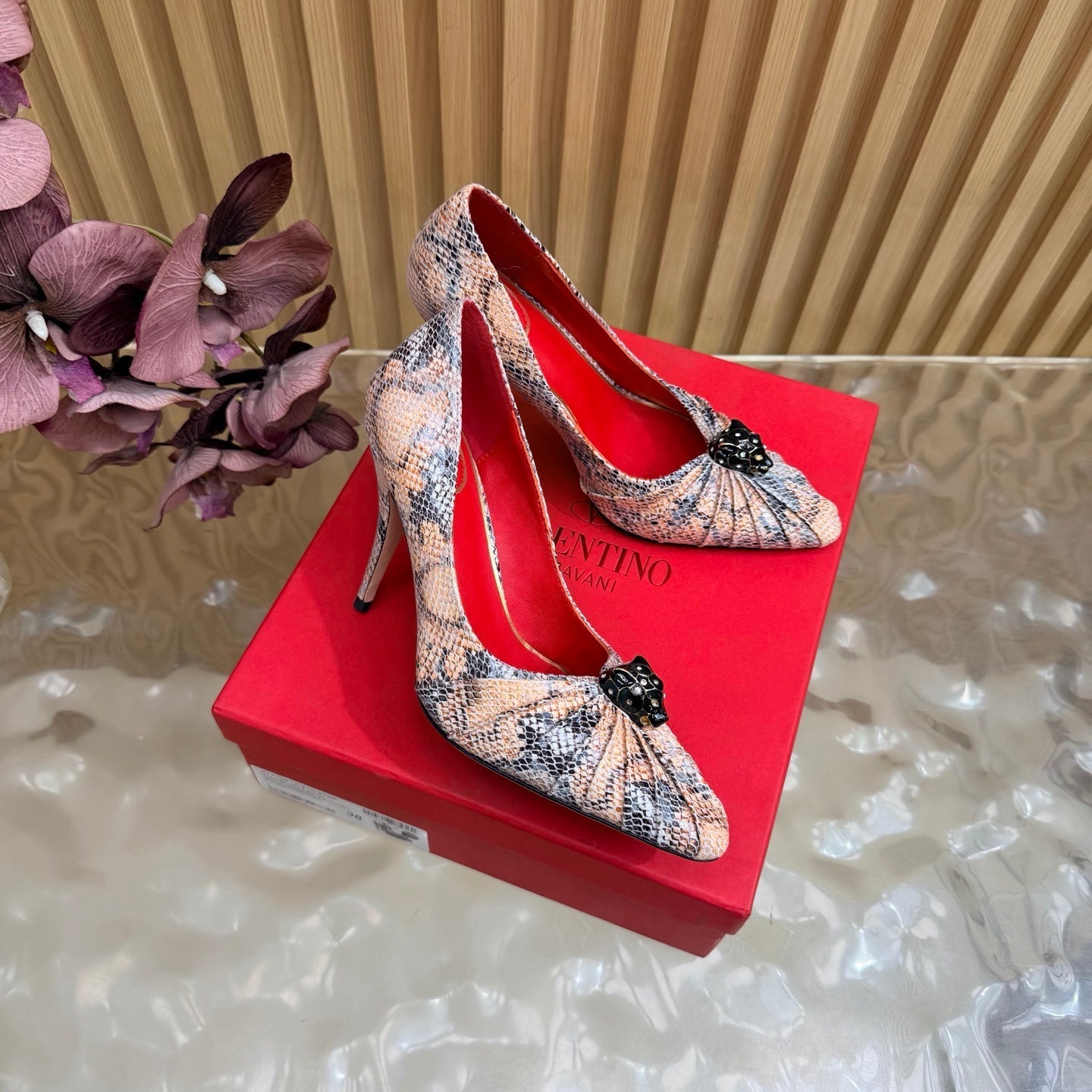 VALENTINO 26S HIGH-HEEL 100 MM IN MULTICOLOR SNAKESKIN 