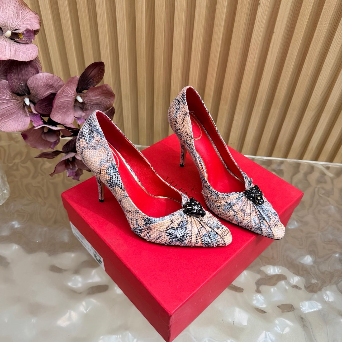 VALENTINO 26S HIGH-HEEL 100 MM IN MULTICOLOR SNAKESKIN 