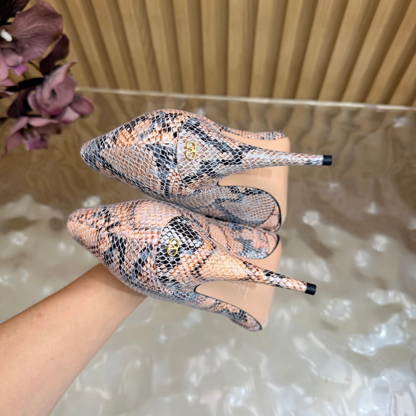 VALENTINO 26S HIGH-HEEL 100 MM IN MULTICOLOR SNAKESKIN 