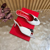 VALENTINO 26S HIGH-HEEL SANDALS 50 MM IN WHITE GATHERED CALFSKIN