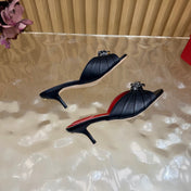 VALENTINO 26S HIGH-HEEL SANDALS 50 MM IN BLACK GATHERED CALFSKIN