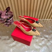 VALENTINO 26S SLINGBACK PUMPS 50 MM IN DARK BEIGE CALFSKIN