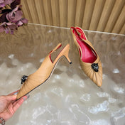 VALENTINO 26S SLINGBACK PUMPS 50 MM IN DARK BEIGE CALFSKIN