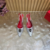 VALENTINO 26S SLINGBACK PUMPS 50 MM IN SILVER CALFSKIN