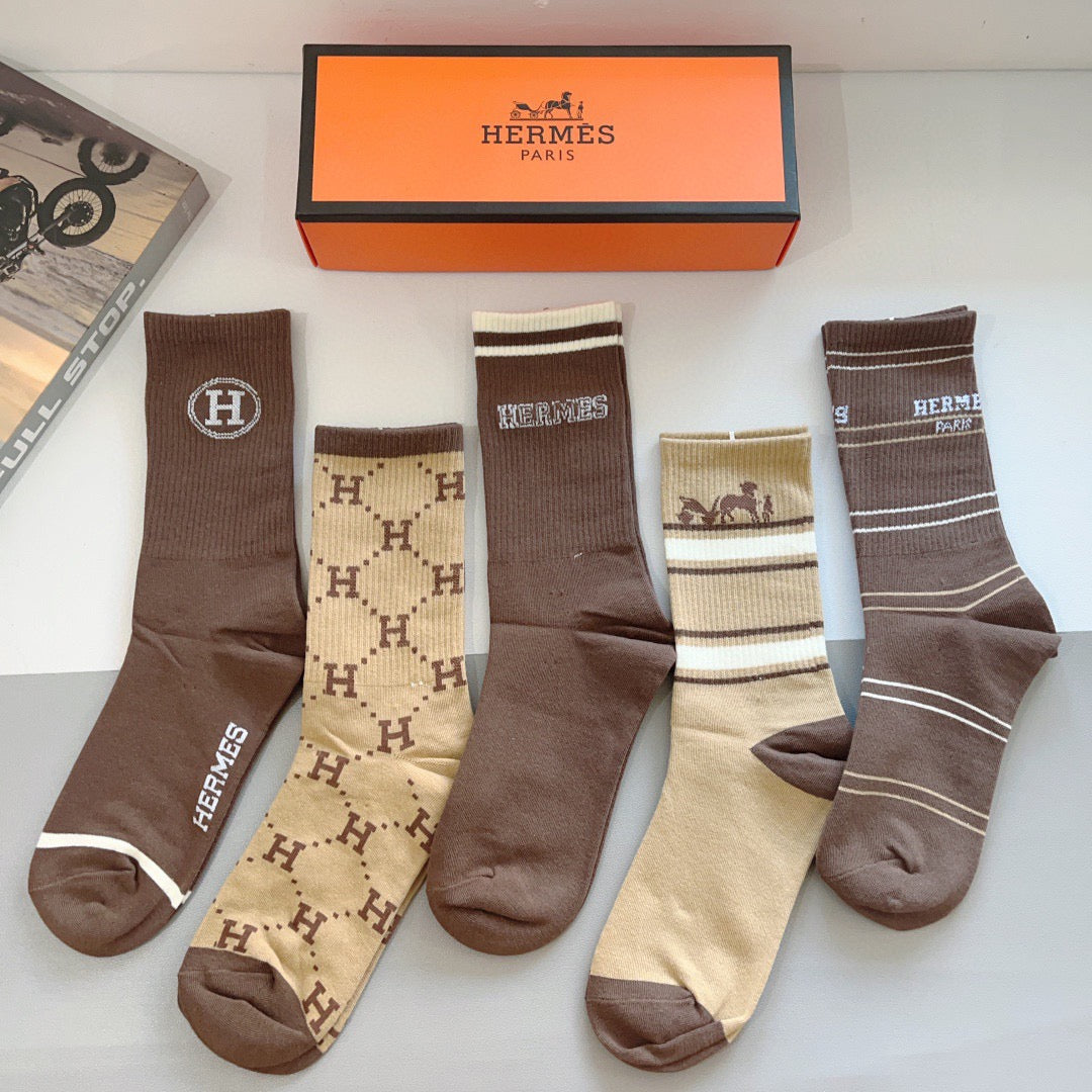 HERMES 26S CREW SOCKS 400408 (1 BOX)