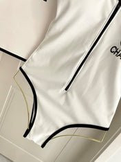 CC BIKINI SWIMSUIT SET IN WHITE AND BLACK TRIM 604254