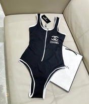CC BIKINI SWIMSUIT SET IN BLACK AND  WHITE TRIM 604255