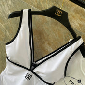 CC BIKINI SWIMSUIT SET IN WHITE AND BLACK TRIM 613724