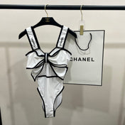 BODYSUIT SWIMSUIT IN WHITE AND BLACK TRIM 627828