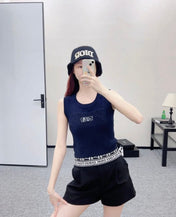 TANK TOP 612061 IN NAVY BLUE COTTON RIBBED