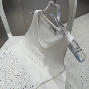 TANK TOP 640624 IN WHITE COTTON MUTILCOLOR CRYSTAL