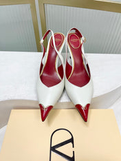 VALENTINO 26S SLINGBACK PUMPS 45 MM IN RED MIX WHITE CALFSKIN