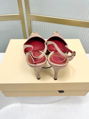 VALENTINO 26S SLINGBACK PUMPS 45 MM IN NUDE MIX WHITE CALFSKIN