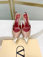 VALENTINO 26S SLINGBACK PUMPS 45 MM IN NUDE MIX WHITE CALFSKIN