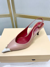 VALENTINO 26S SLINGBACK PUMPS 45 MM IN NUDE MIX WHITE CALFSKIN