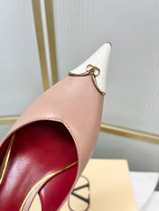 VALENTINO 26S SLINGBACK PUMPS 45 MM IN NUDE MIX WHITE CALFSKIN