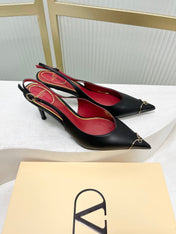 VALENTINO 26S SLINGBACK PUMPS 45 MM IN BLACK CALFSKIN
