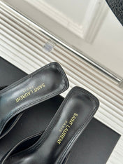 SL BARBARA MULES 55 BLACK CALFSKIN