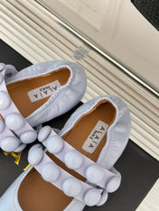 ALAIA MARY JANE PEARL IN PALE PURPLE GLOSSY LAMBSKIN