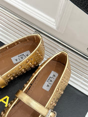 MARY JANE IN METALLIC GOLD CALFSKIN
