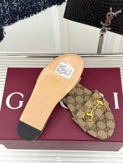 SLIDE SANDALS IN DARK BEIGE FABRIC EMBOSSED LOGO