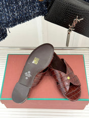 LP SANDALS 25S IN MAHOGANY RED LAMBSKIN SNAKE EMBOSSING