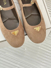 PRADA 25S SOFT PADDED BALLERINAS IN BROWN SUEDE